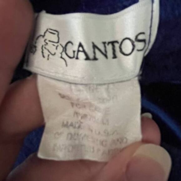 VTG GANTOS Velvet Trimmed Sweatshirt in Royal Blue SZ XL - Picture 10 of 12